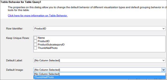 Setting table behavior