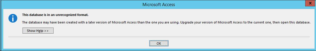 Unrecognized Format Error