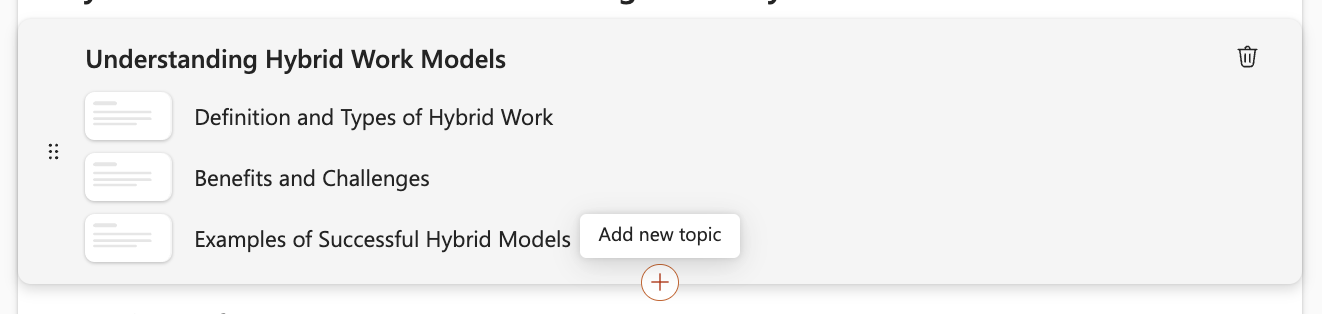 Add Topic button in Create a presentation in Copilot for PowerPoint