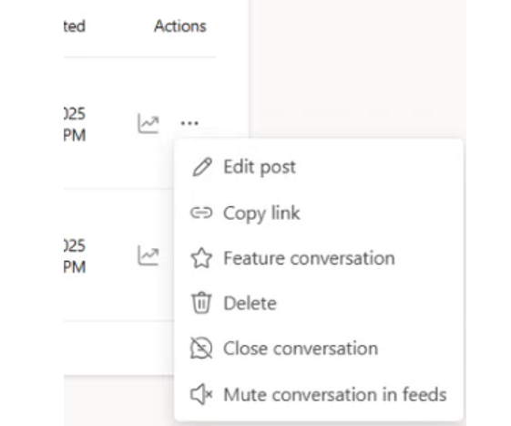 Post page context menu