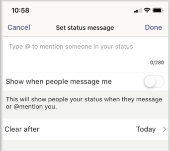 Set message status and select Done.