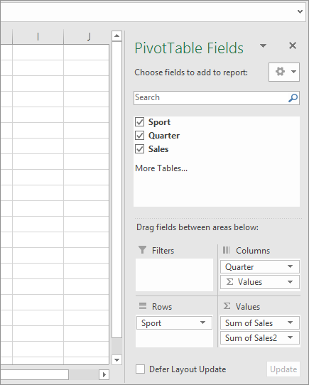 PivotTable Fields