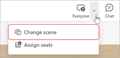 Screenshot showing how an organizer changes the Together mode scene in a Teams meeting.