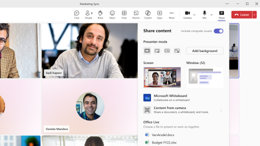 Share whiteboard in Teams