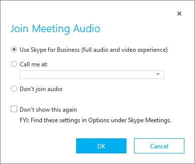 Join meeting audio screen
