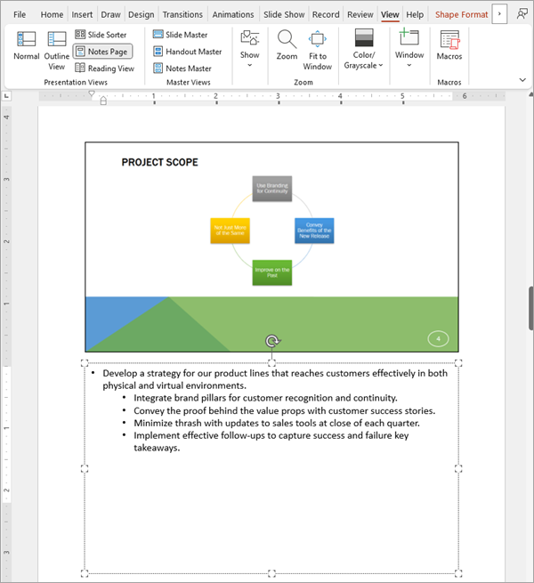 Screenshot showing one slide in a PowerPoint slide deck with its associated notes.