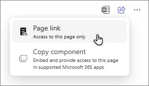 Copilot Pages option to share a page through a page link.