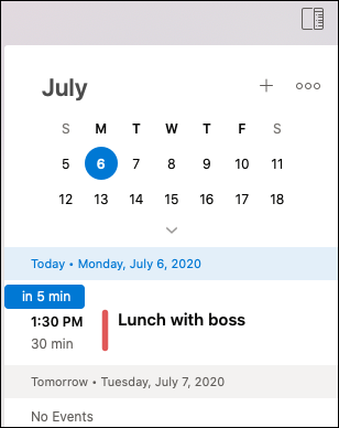 My Day menu for Outlook Mac.