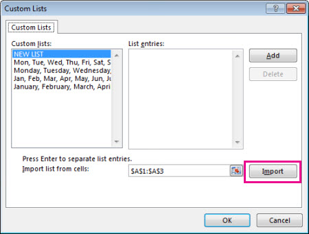 Import a custom list