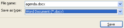 Saving file as .docx