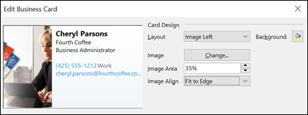 You can add an image to your Electronic Business Cards.
