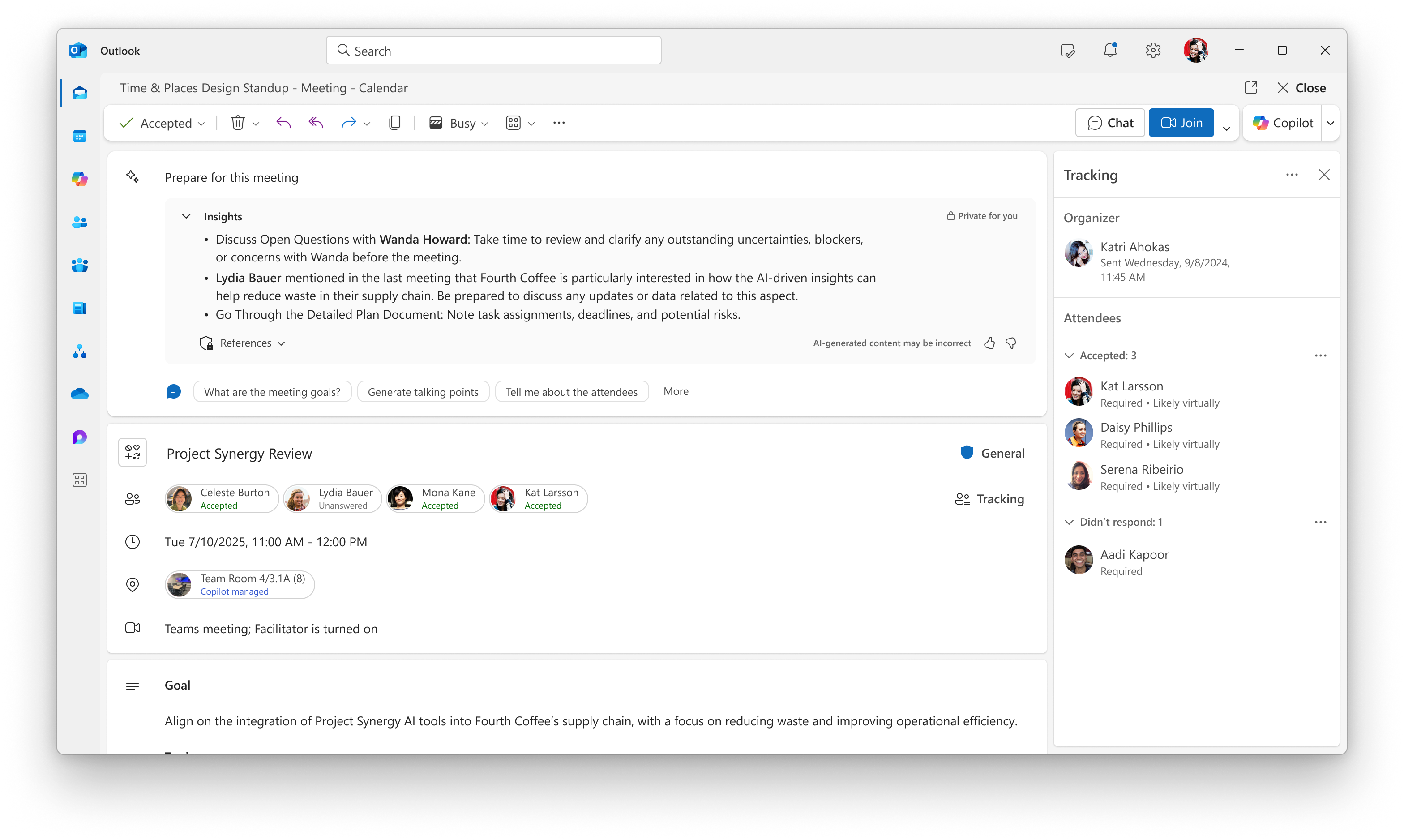 Screenshot showing preparation content within the meeting event form.