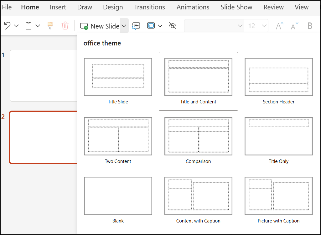 Slide Layouts in PowerPoint