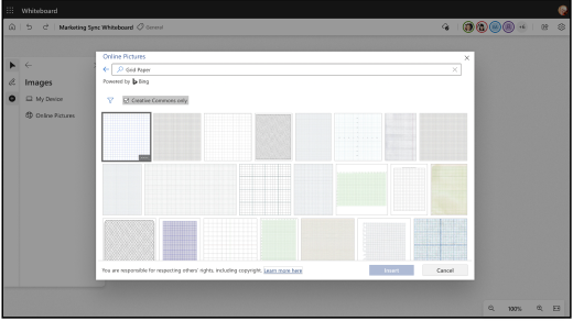 You can insert Bing Images from the Images menu.
