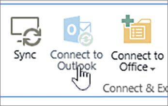 Ribbon with disabled connect to outlook button with it highlighted