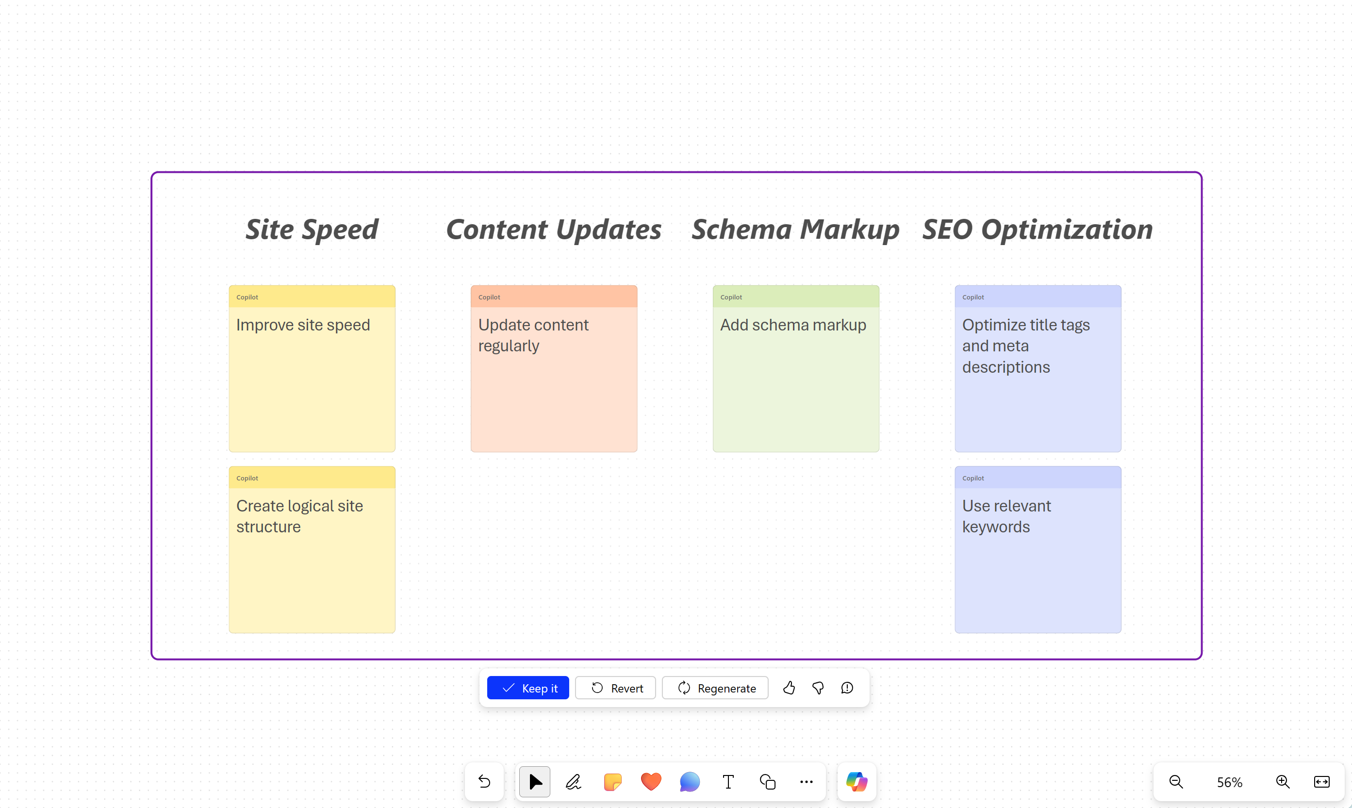 Screen of Categorize notes in view results