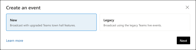 Create a Teams town hall. It is separate and distinct from a Teams live event.
