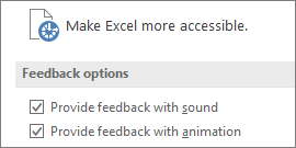 Partial view of Excel's Ease of Access Settings
