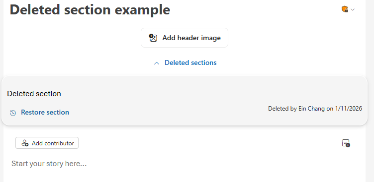 The Deleted Sections toggle is found at the top of the edition