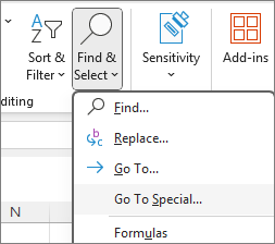Click Find & Select, and then click Go To