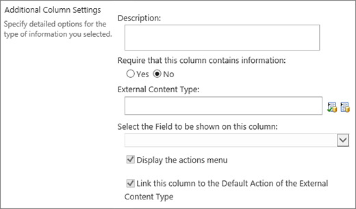 External data column choices