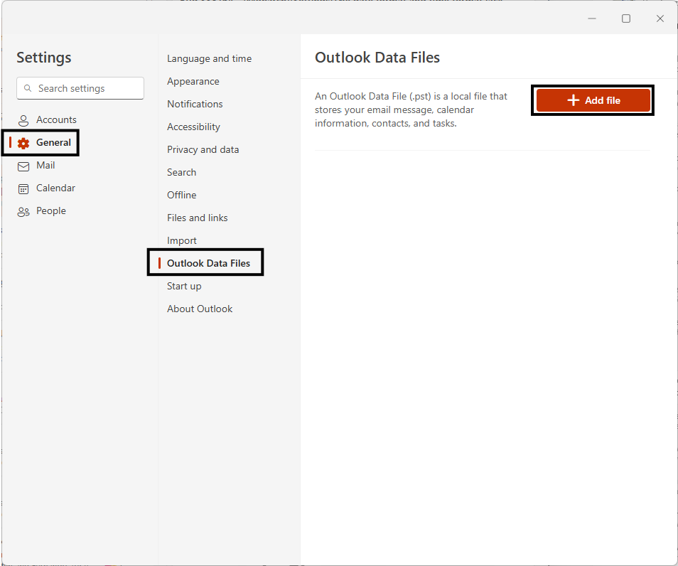 How to add a PST file