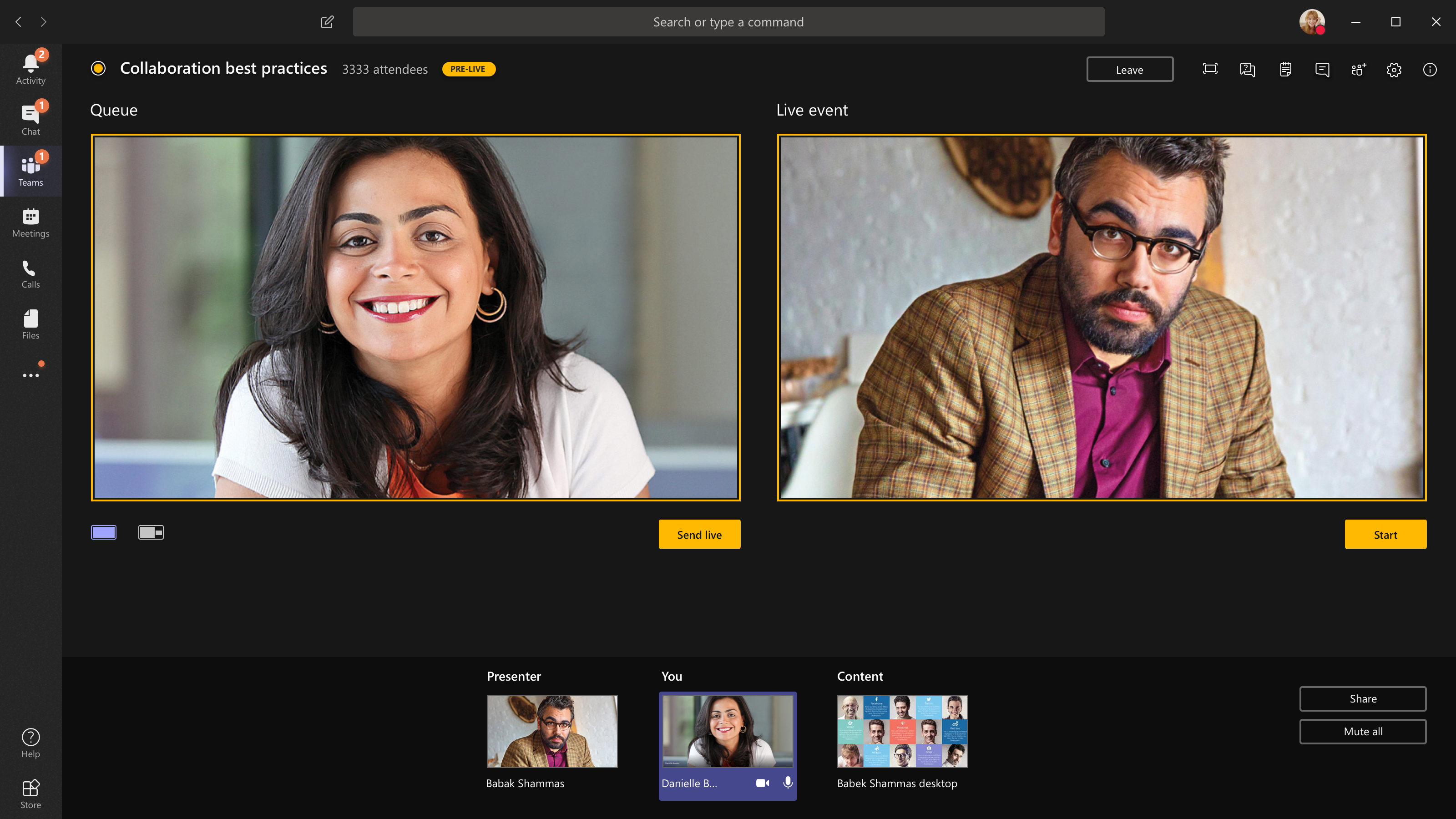 Preview and live feeds